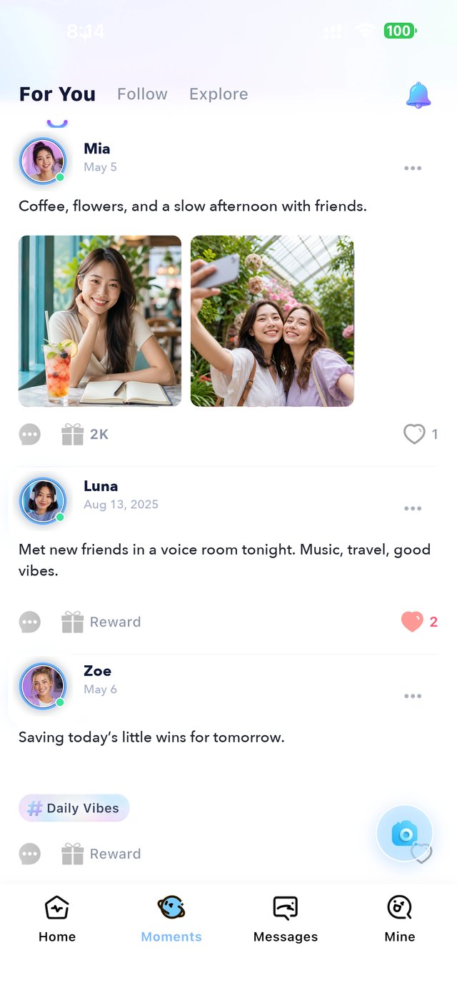 Moments feed